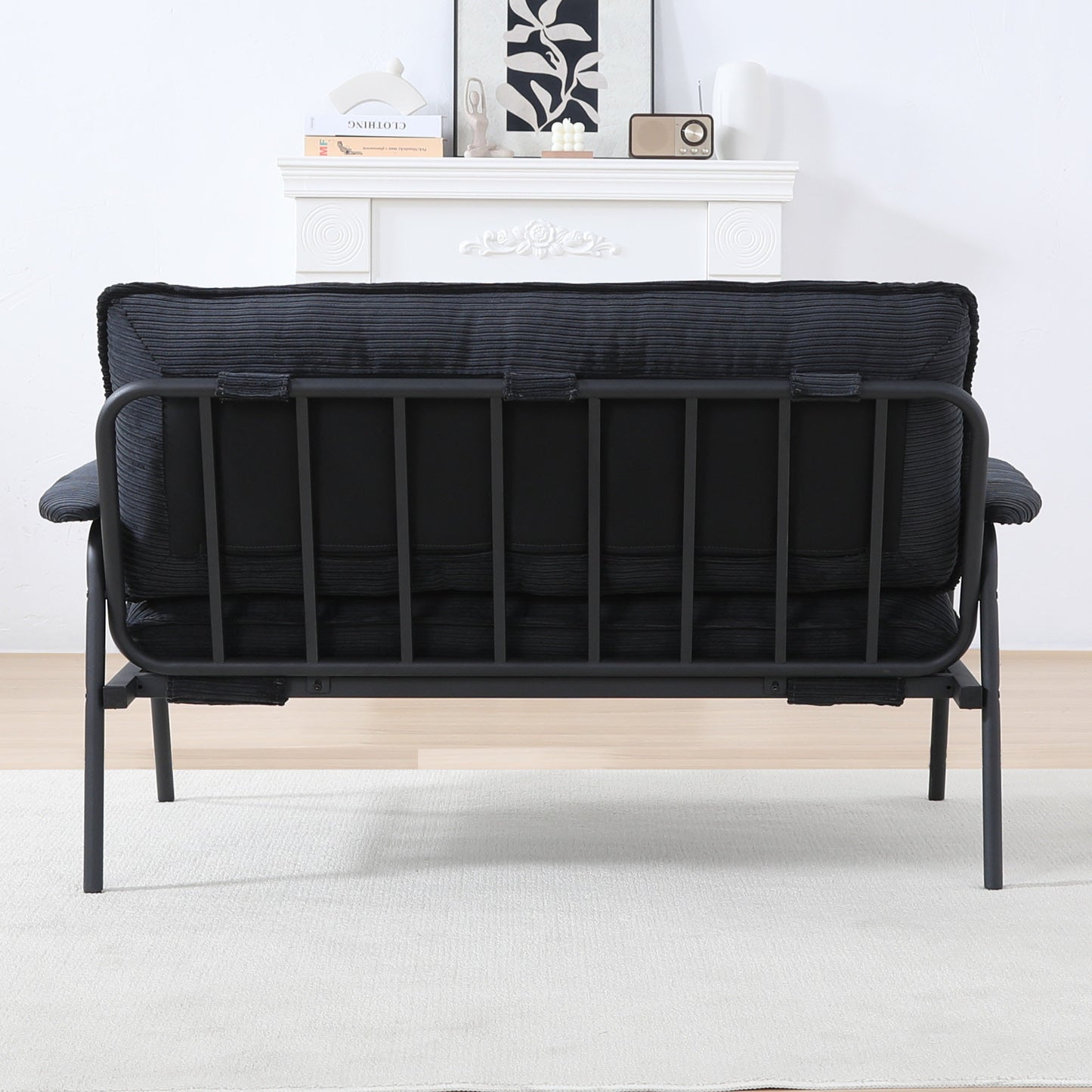 Compact 53-Inch Black Sofa for Small Apartments - 2-Seater