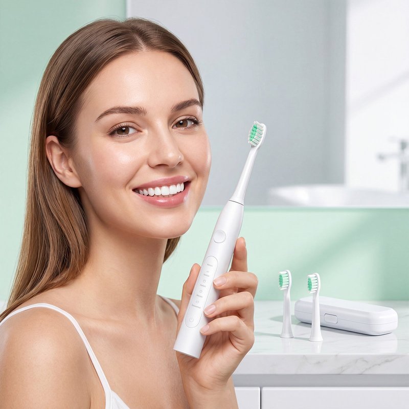 Electric Toothbrush with 2 Replacement Brush Heads - White CH-926