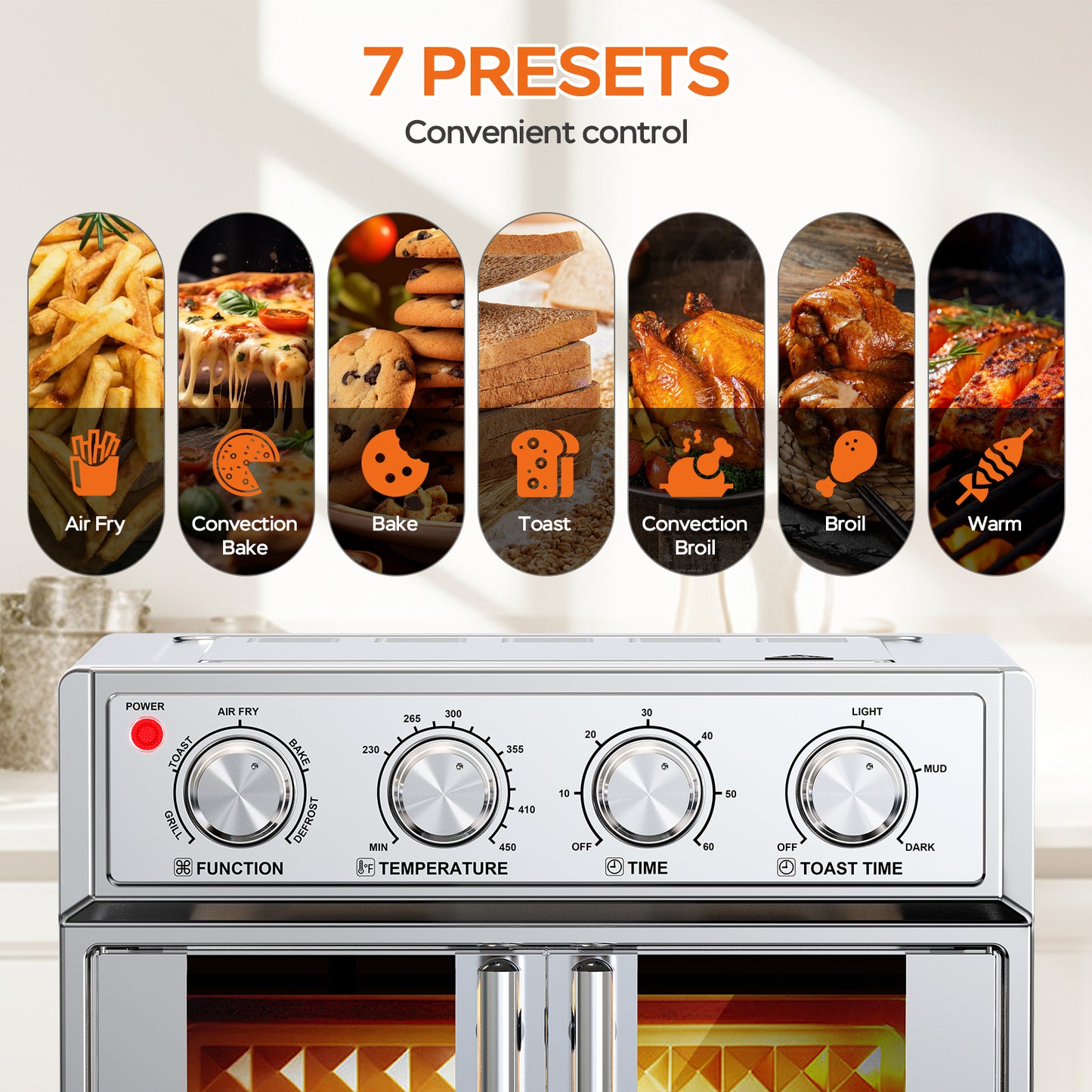 26L Multifunction Air Fryer Toaster Oven - 6 Slices, 1700W