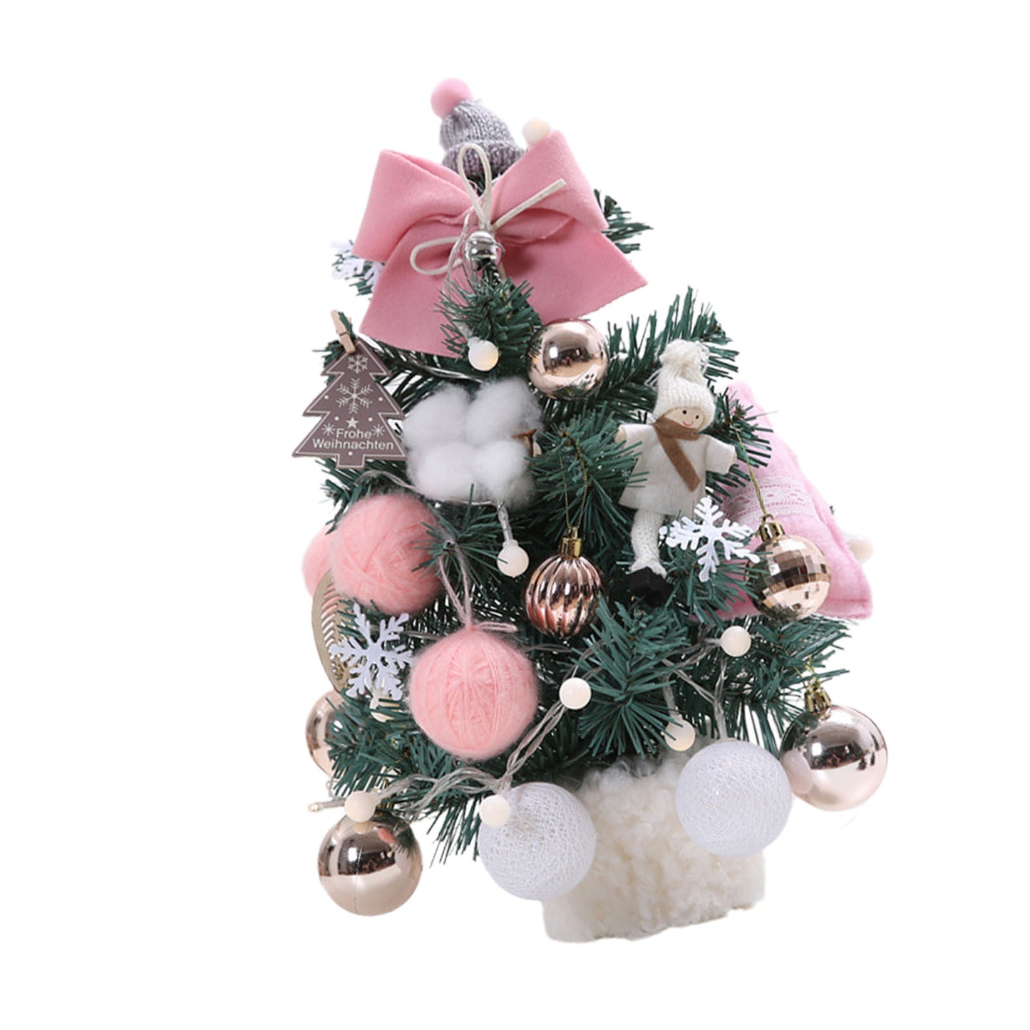 Adjustable Small Christmas Tree with Lights - 35cm Roseate