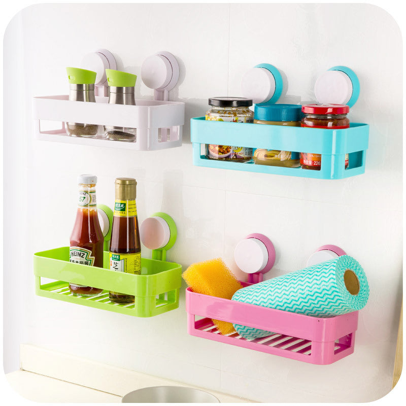 Wall-Mounted Bathroom and Kitchen Storage Rack Punch-Free Space Saver