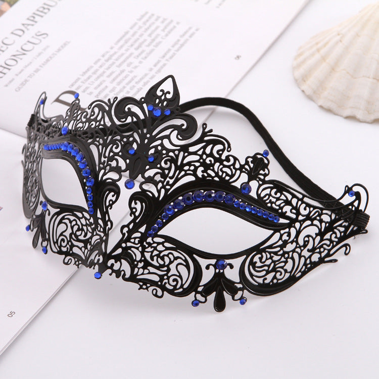 Metal Cat Mask Hollow Diamond Eye Costume Mask for Party & Decor