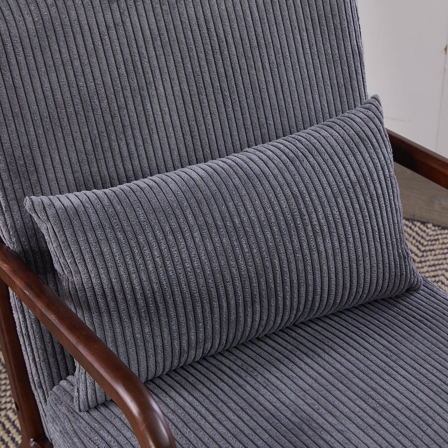 Mid-Century Modern Accent Chair - Antique Dark Grey Upholstered Armchair