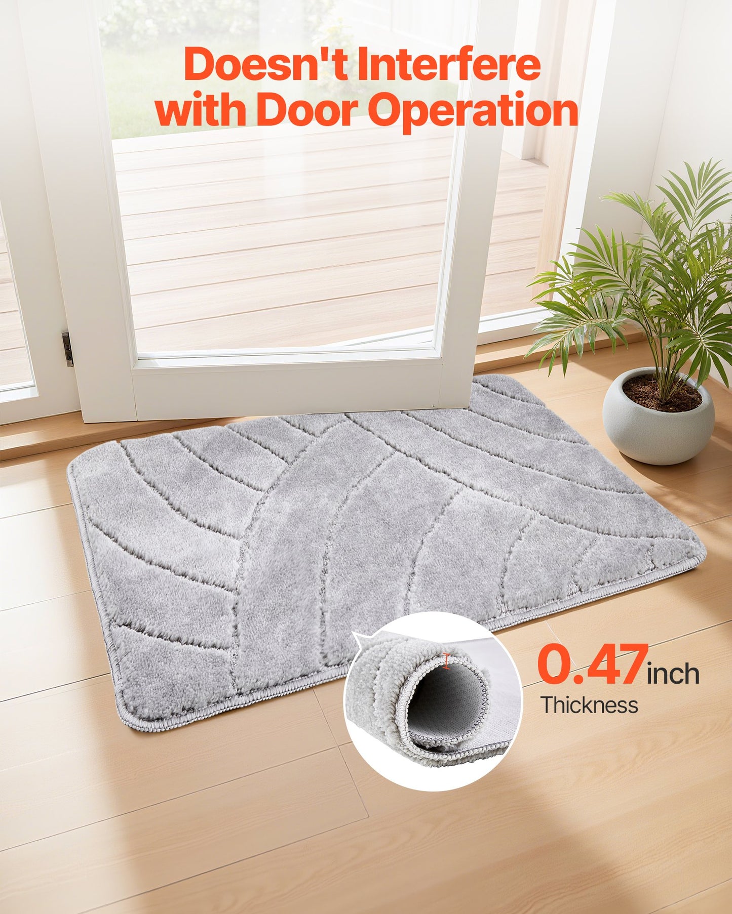 Outdoor Door Mat 35.83 x 24.02 Inch Non-Slip Entry Rug Dirt-Absorbent Grey