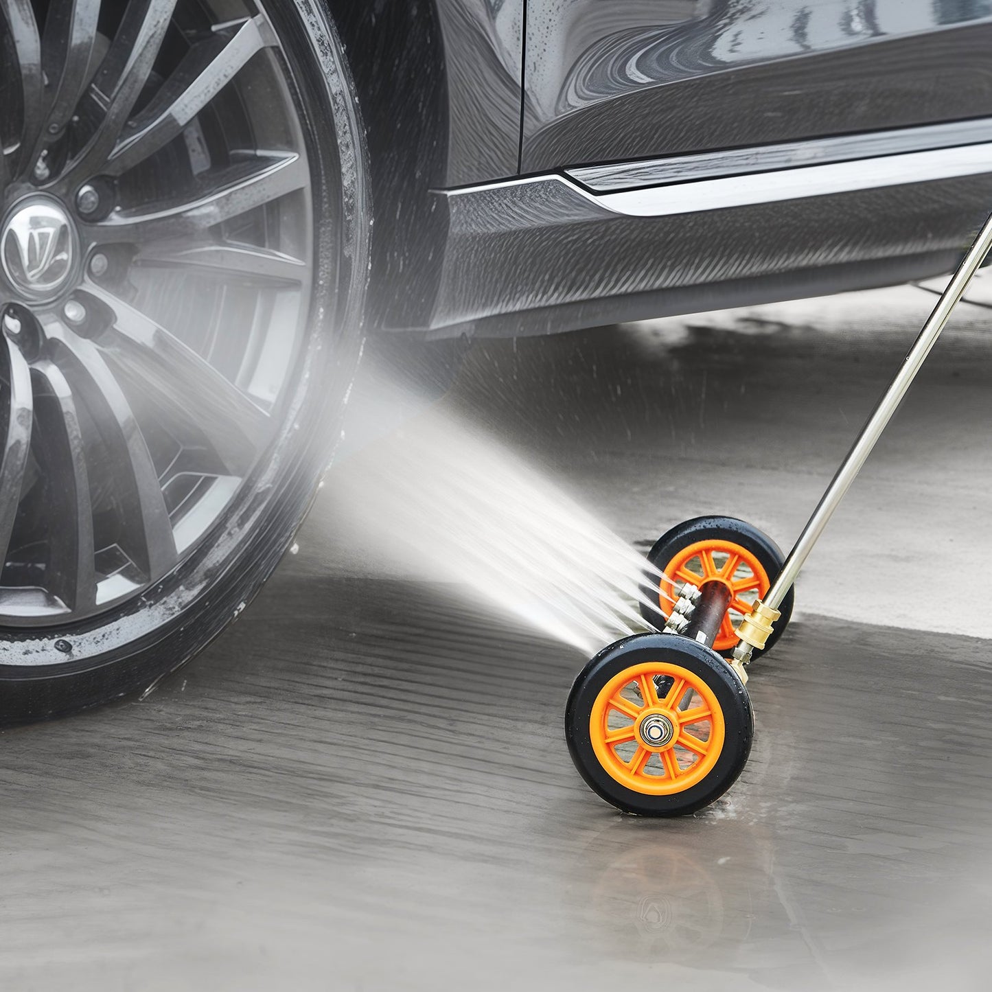 24-Inch Pressure Washer Undercarriage Cleaner with 2 Wheels & Extended Wands