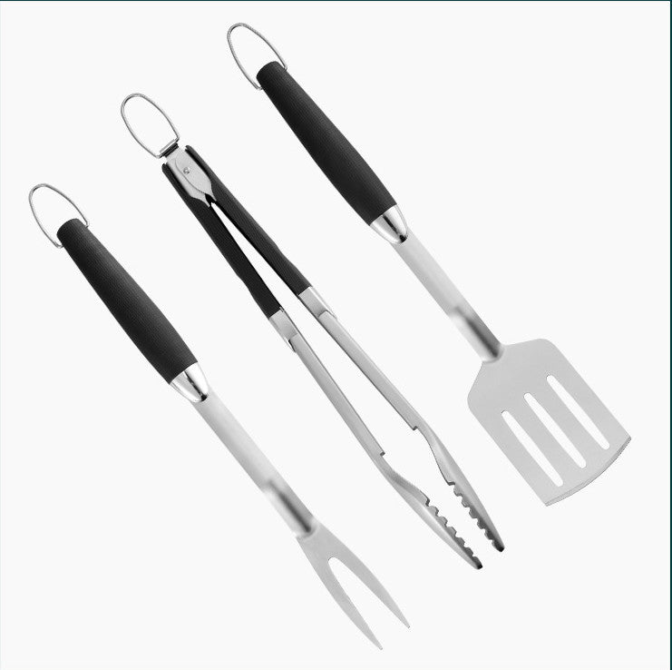 Barbecue Grill Tools Set - Stainless Steel Fork Shovel Clamp 3-Piece