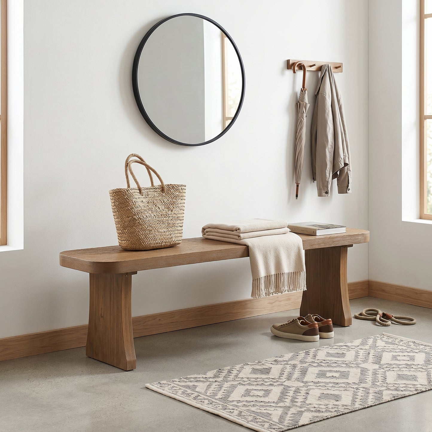 Solid Pine Indoor Dining Bench - 62.9"L, 350lbs Capacity