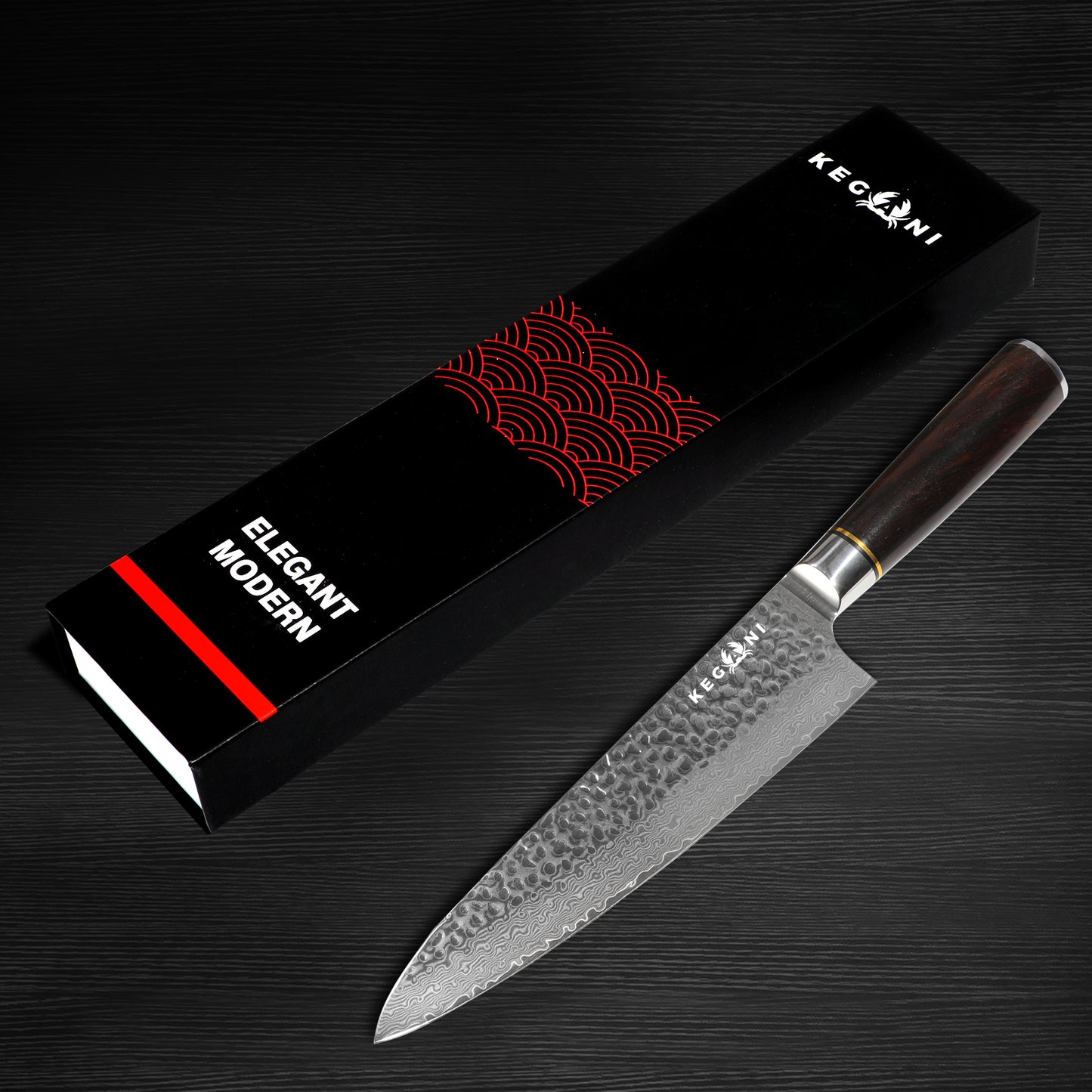 8-Inch Japanese Chef Knife - VG10 Damascus Steel with Pakkawood Handle