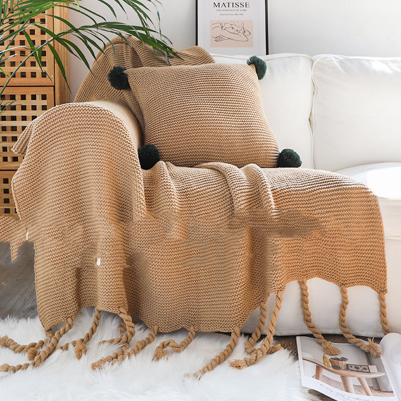 Thick Wool Knitted Sofa Blanket Nordic Style Cozy Throw 130x170cm or 130x200cm