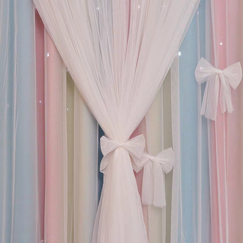 Nordic Style Hollow Star Princess Blackout Curtains for Bedroom & Living Room