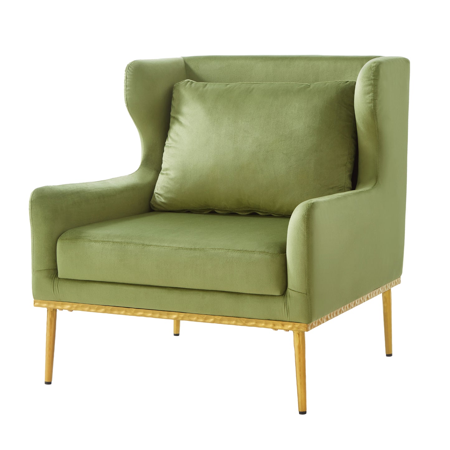Modern Velvet Accent Chair - Green Armchair for Living Room