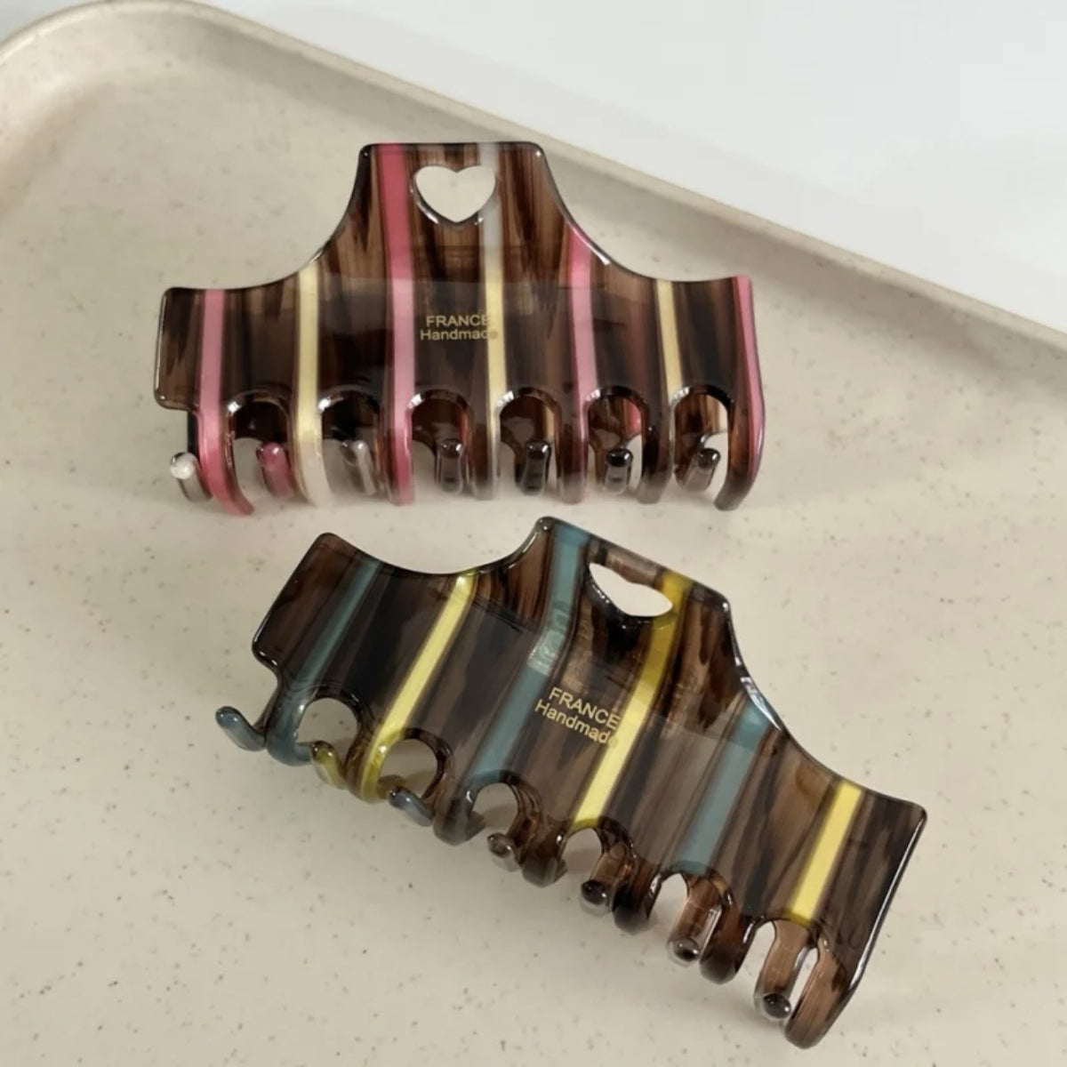 Striped Contrast Color Acetate Hair Clip