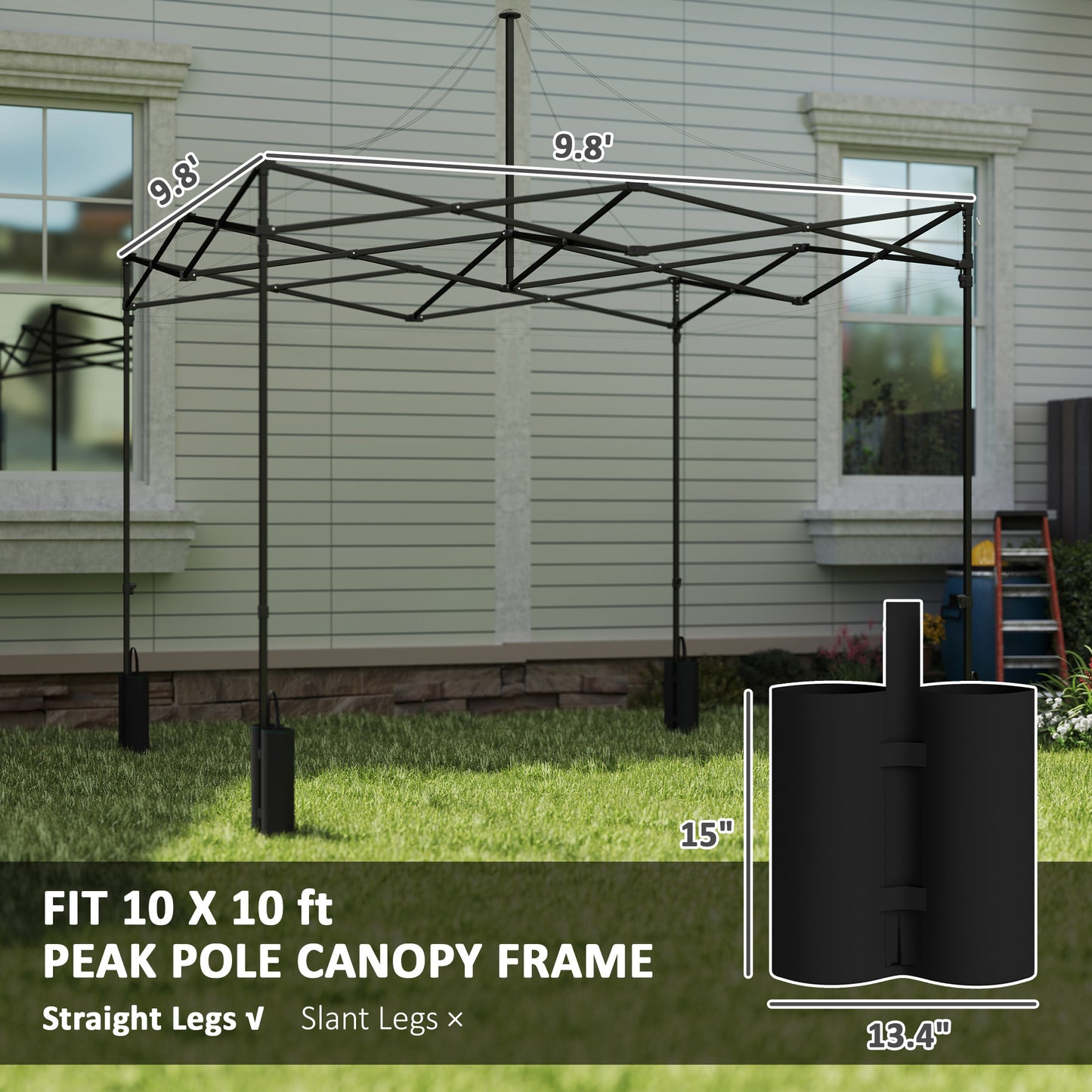 10x10 Canopy Replacement Top with 4 Sand Bags - Dark Gray