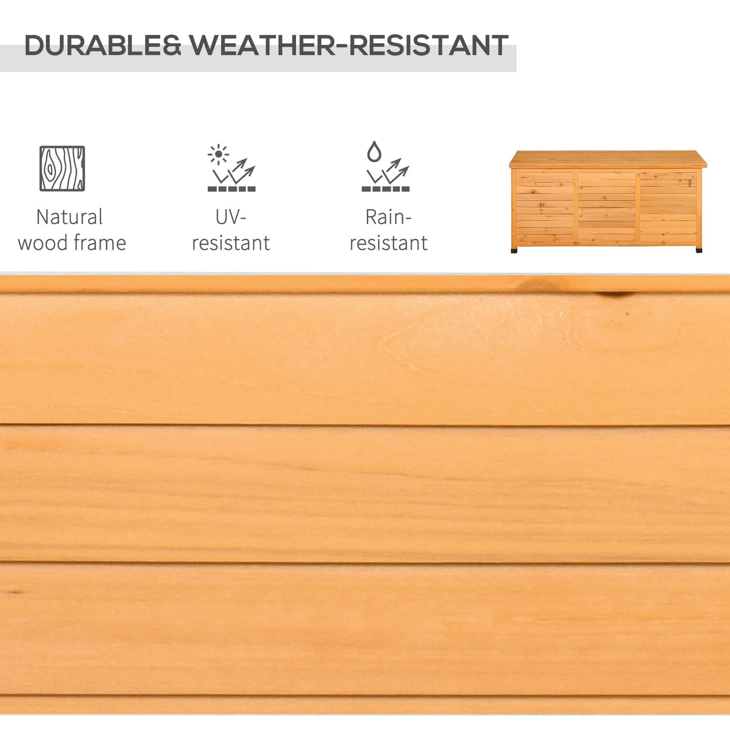 75 Gallon Wooden Deck Storage Box - Outdoor Weatherproof Tool Chest in Yellow
