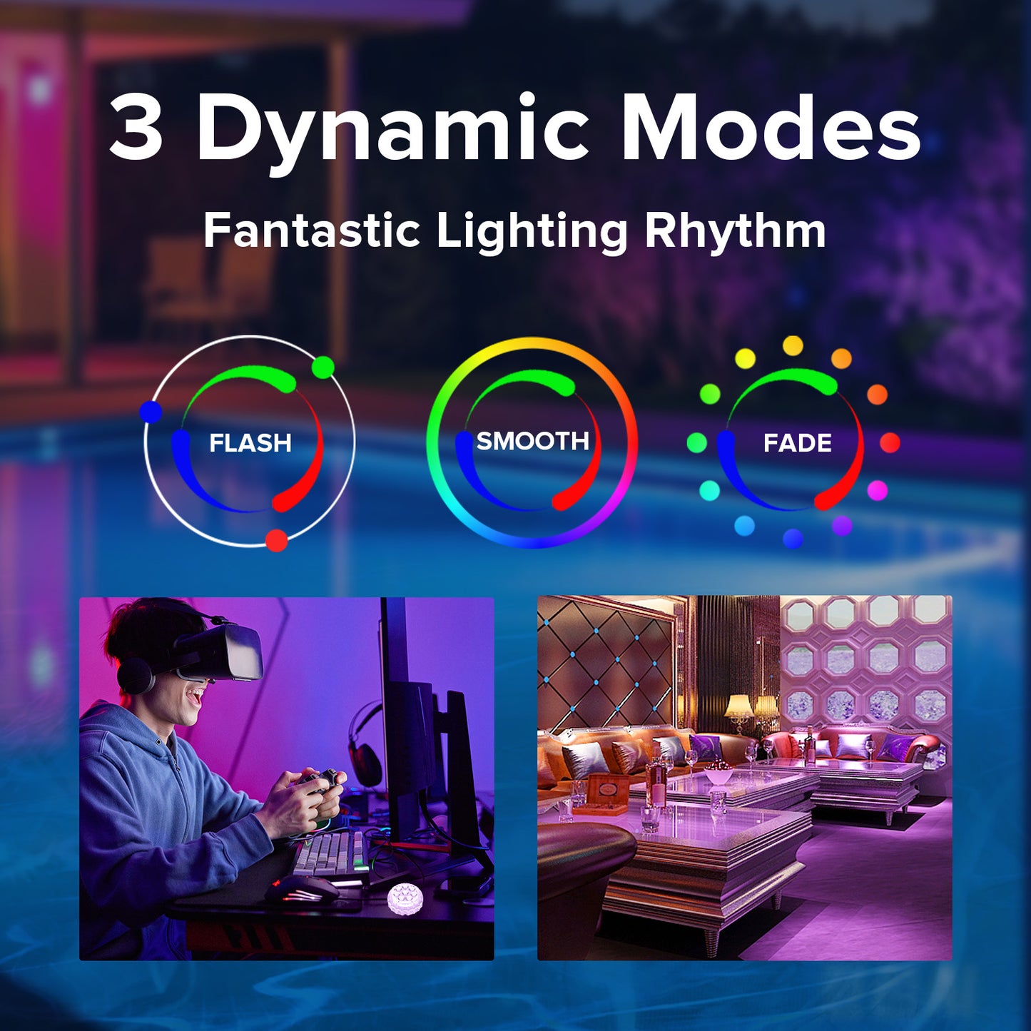 Waterproof RGB Pool Light Set - Rechargeable Outdoor LED Lamp for Swimming Pool Pond & Spa