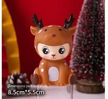 Festive Christmas Elk Cake Ornament Set - Glitter & Plastic Decorations