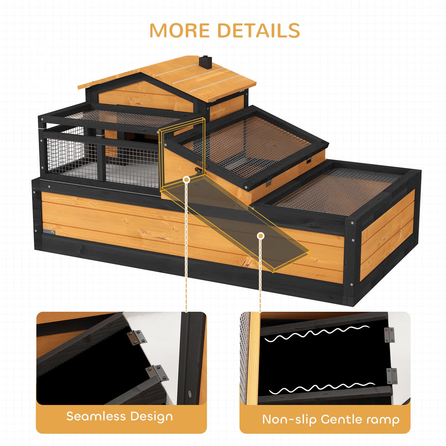 Large 3-Room Tortoise Habitat House with Balcony & Openable Roofs - Yellow