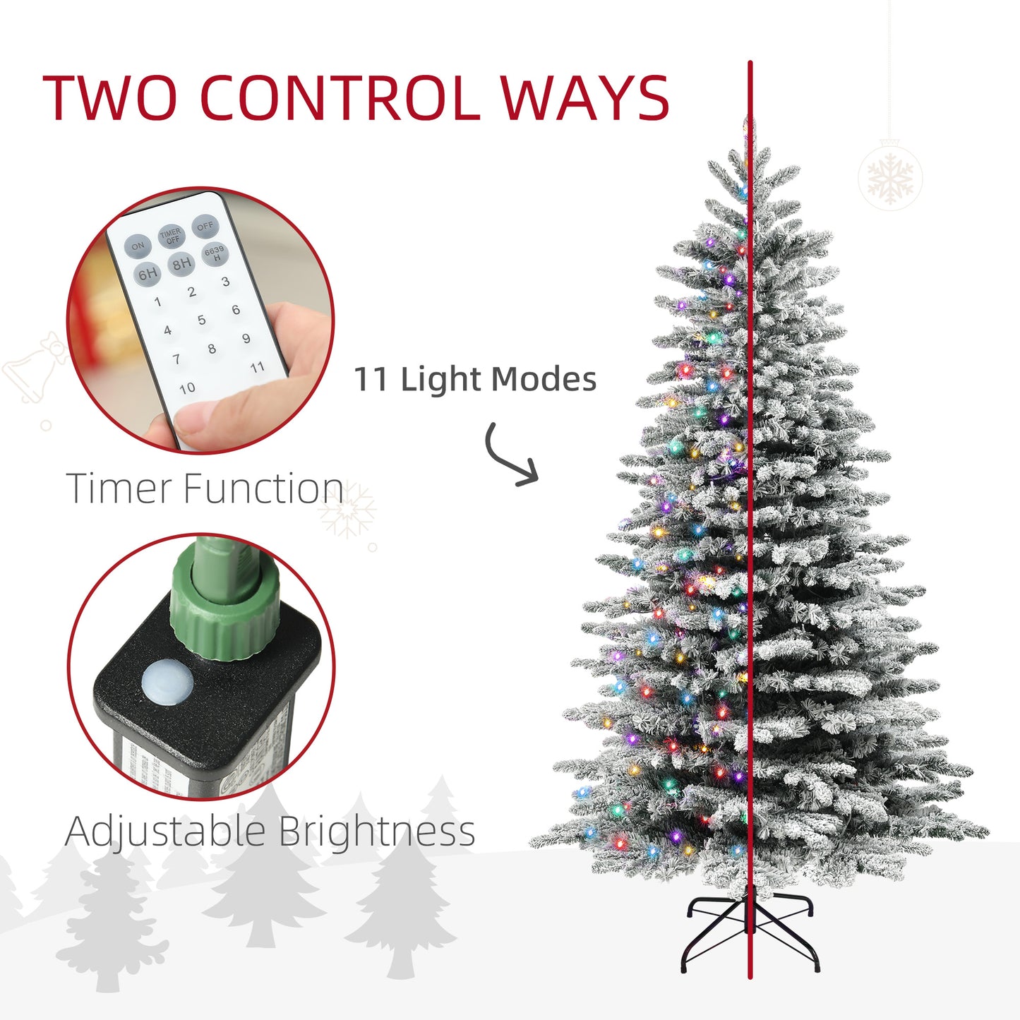 6.5ft Pre-Lit Snow Flocked Christmas Tree with 400 LED Lights