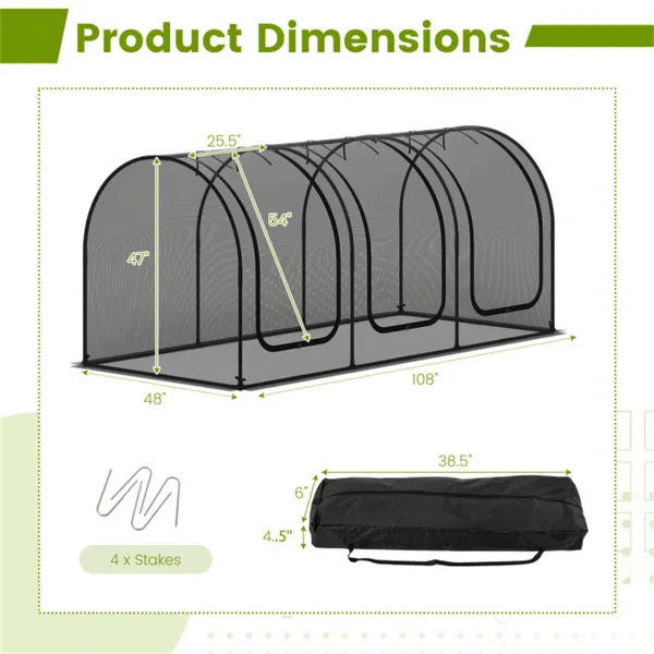 Garden Crop Cage 108"x48"x47" with High-Density Nylon Mesh