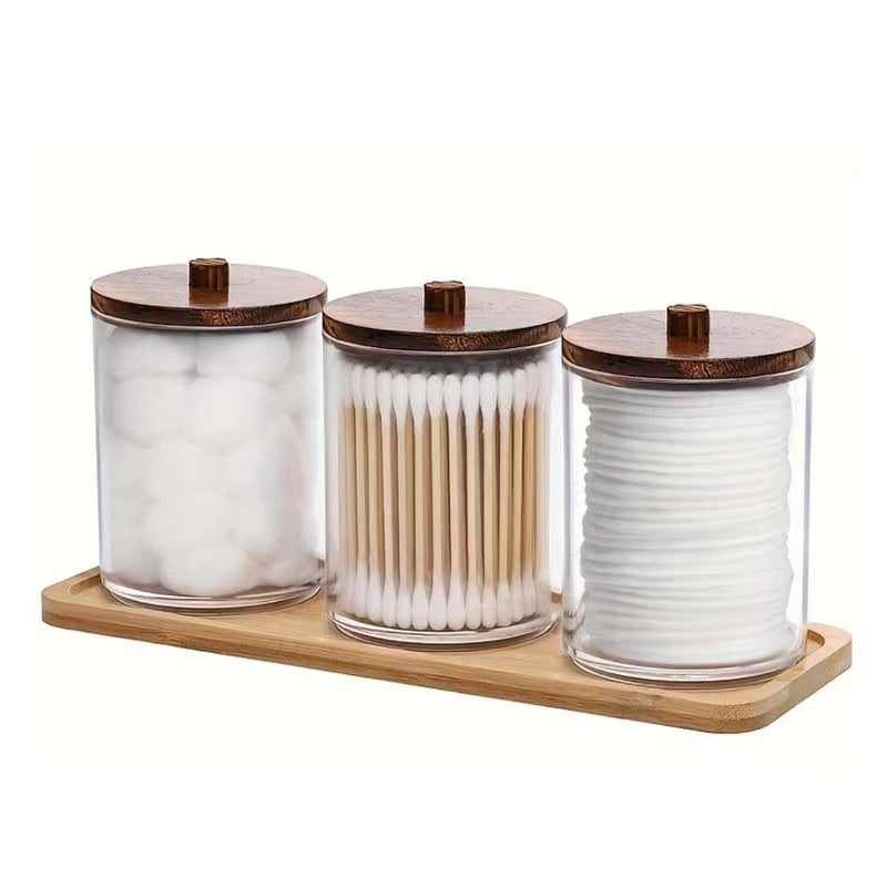 Plastic Jewelry Storage Box with Wooden Lid Waterproof Dustproof Organizer