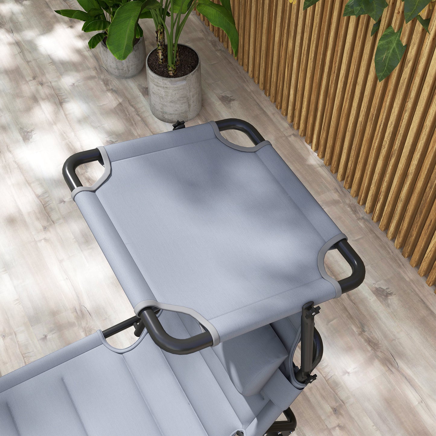 Adjustable Folding Lounge Chair with Sunshade - Gray