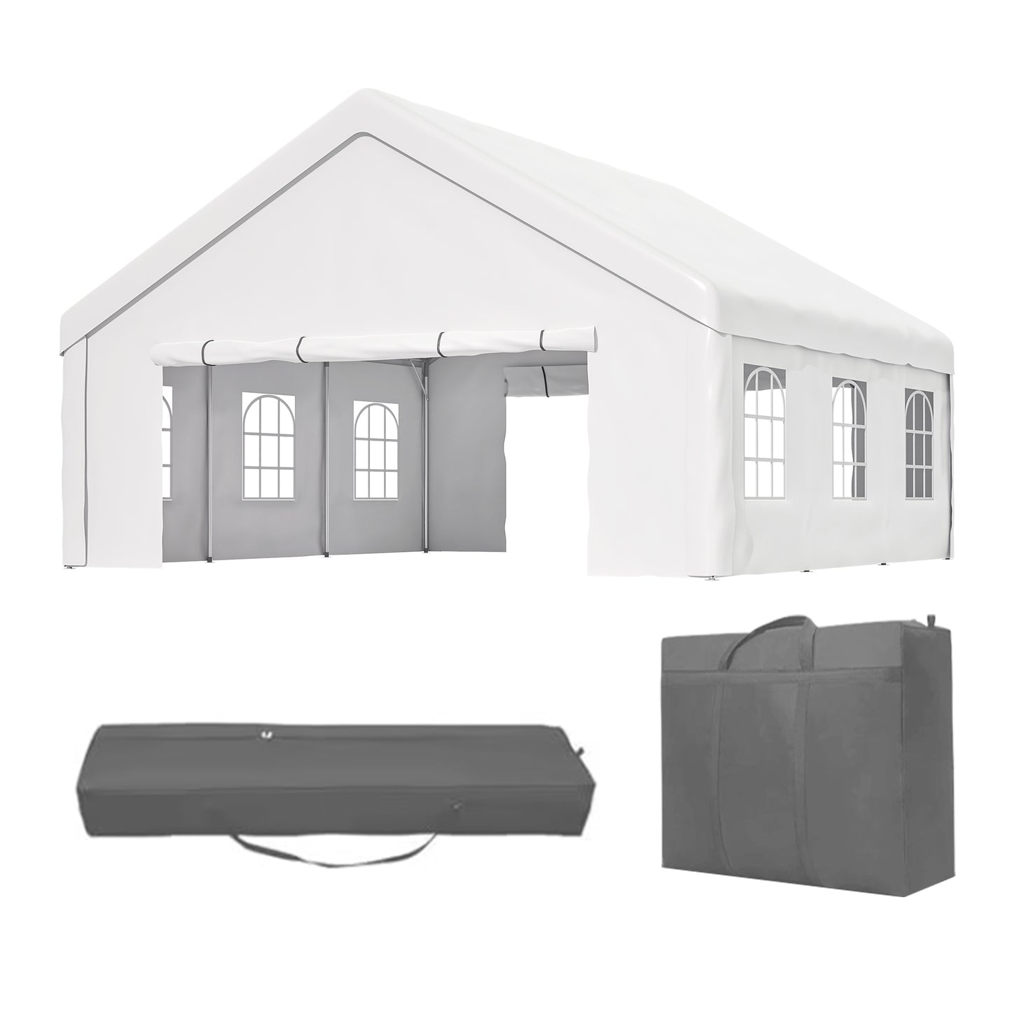 20x20 FT Outdoor Party Tent with Removable Sidewalls - White