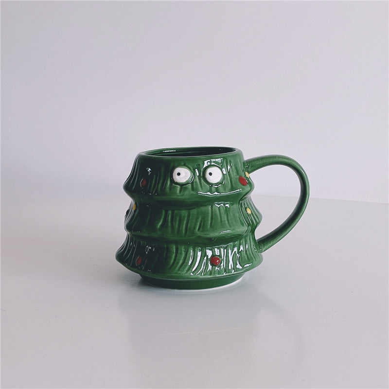 Christmas Tree Mug with Cute Milk Coffee Ceramics Cup - Green