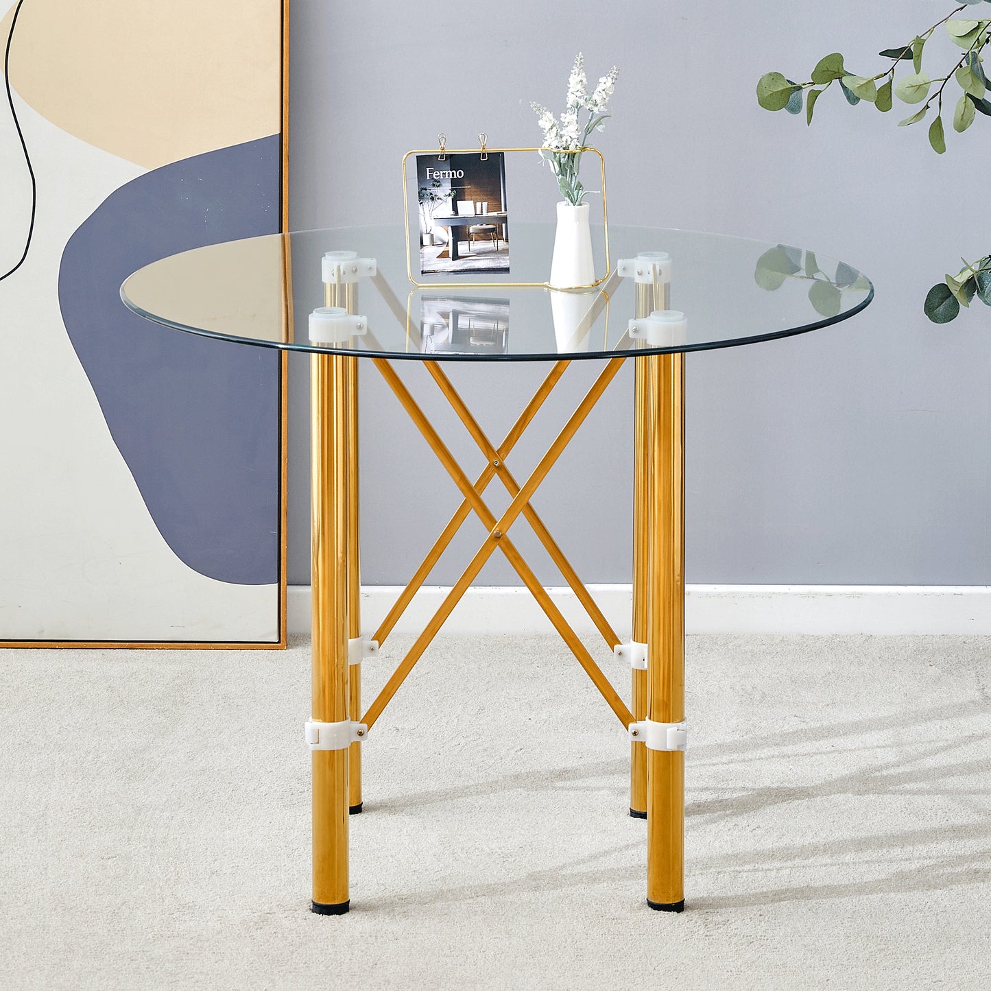 Elegant Transparent Round Glass Table -36 Inch Diameter Tempered With