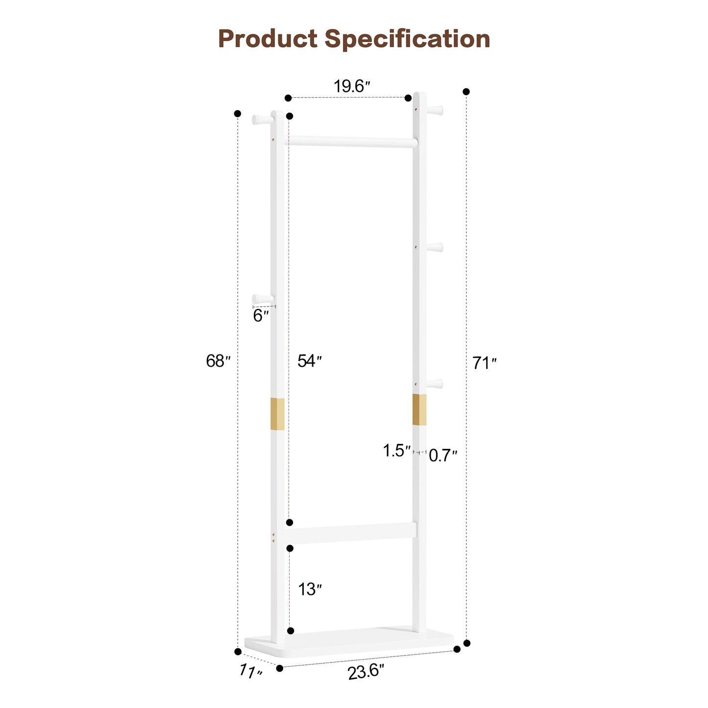 Coat Racks Solid Wood Hanger 23.6X 11X71 In Environmental Protection
