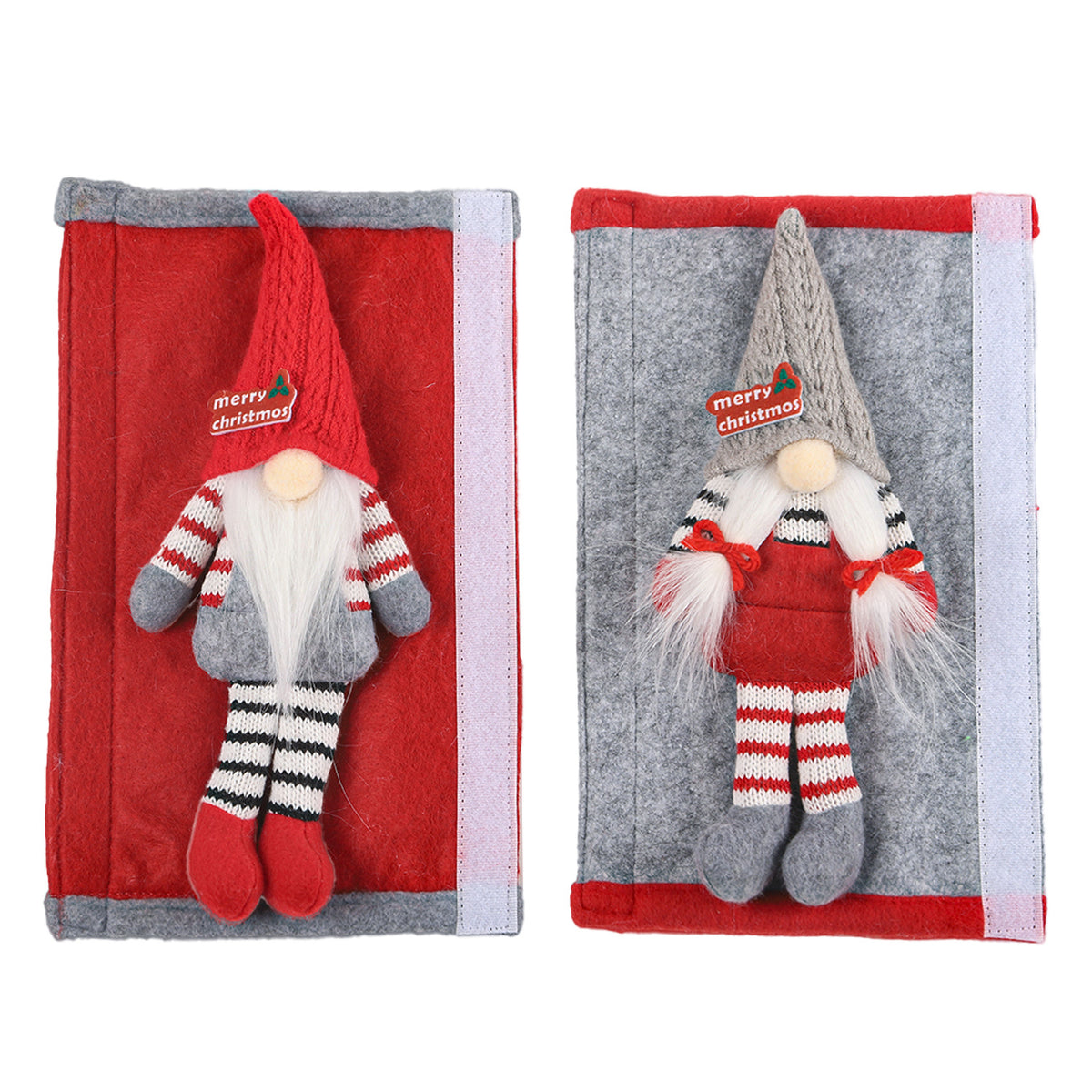 Christmas Refrigerator Door Handle Decoration Suit 2PCs Red & Gray