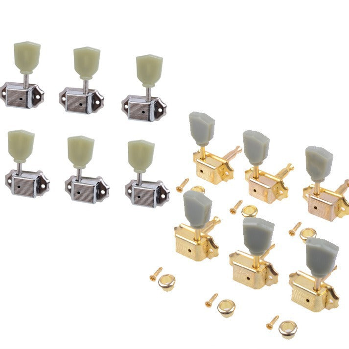 Vintage Guitar Tuning Pegs Set - Jade Diamond Handle, Silver & Gold Options