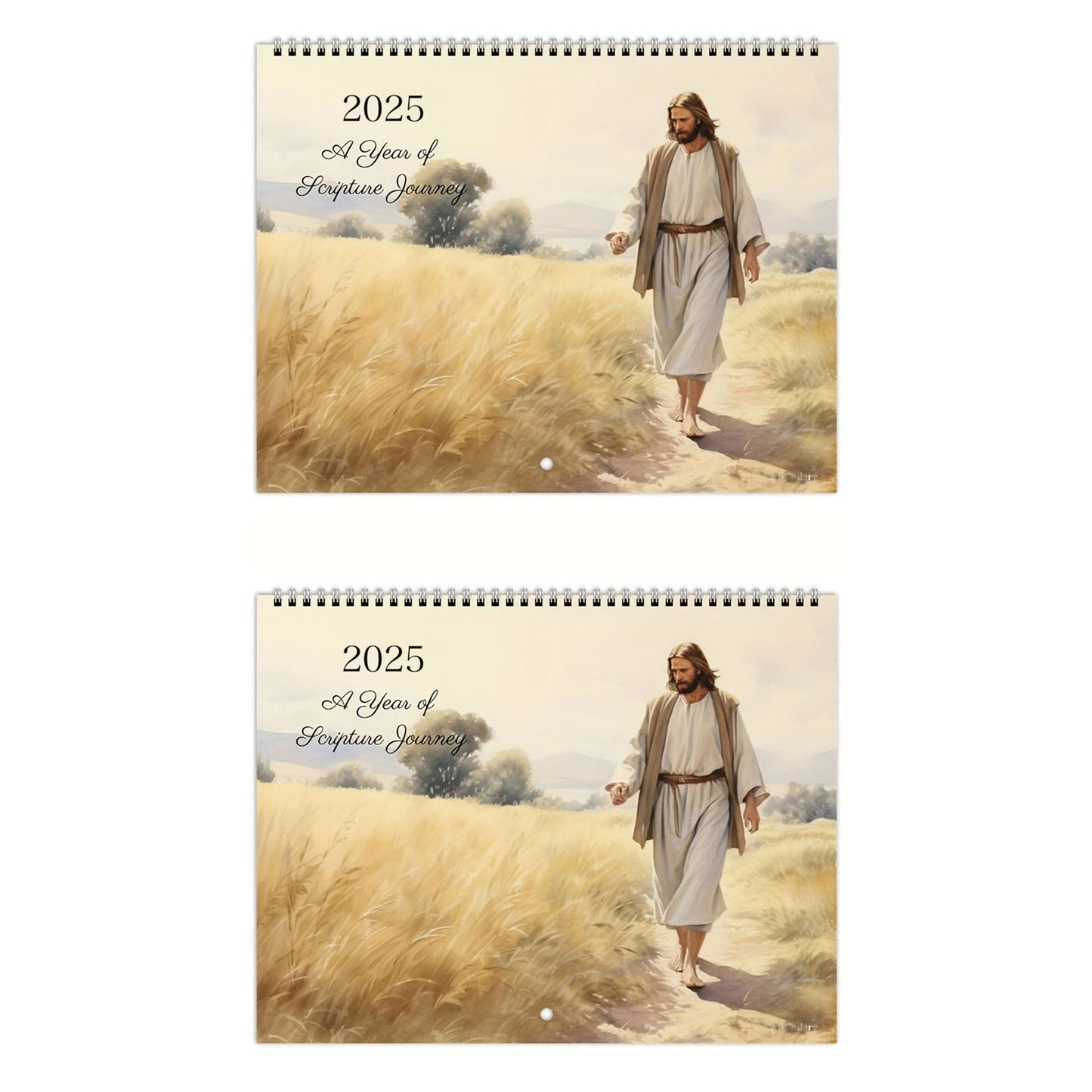 2PCS 2025 Wall Calendar Coated Paper Wire Binding Hanging For Home