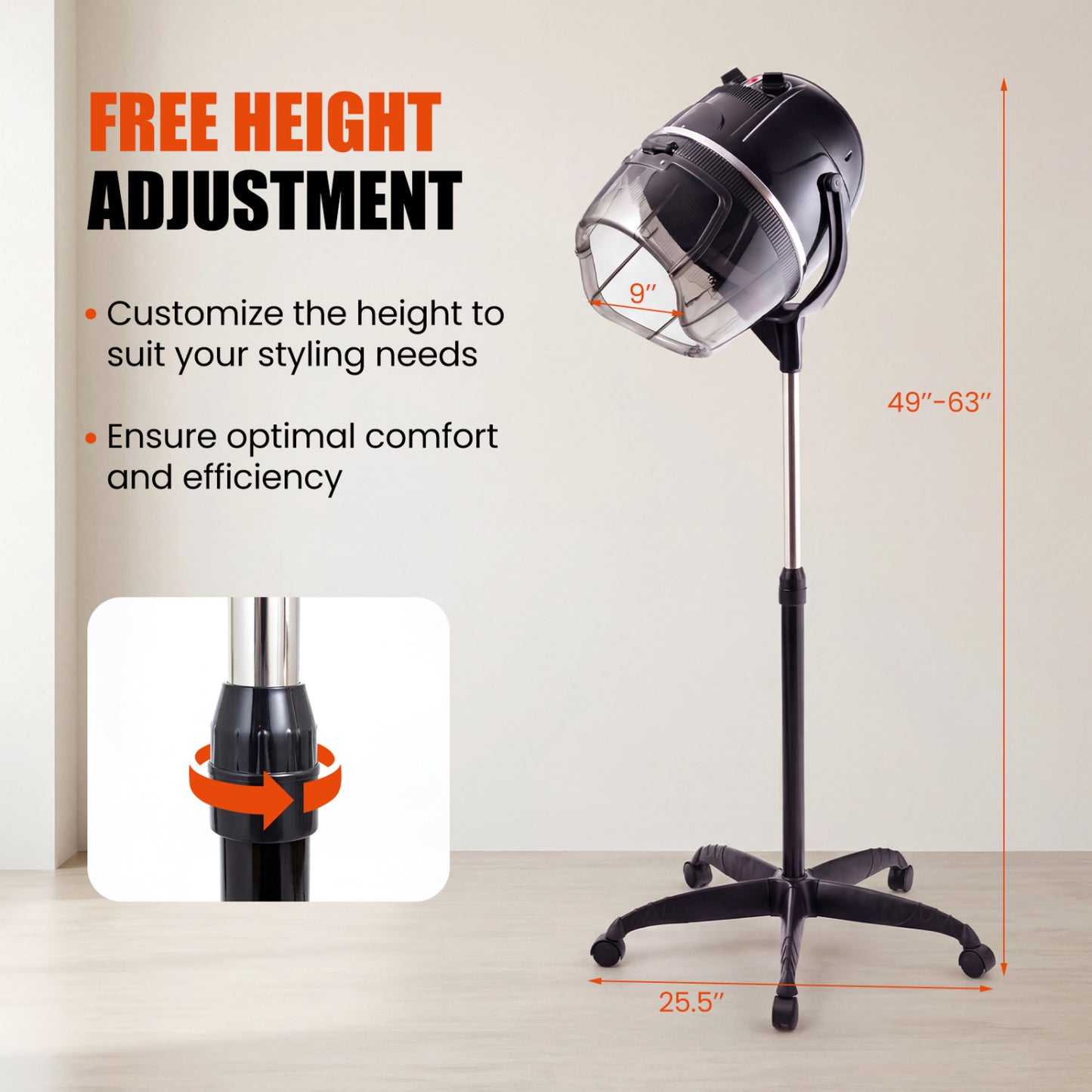 Portable Salon Standing Hair Dryer with Temperature Control