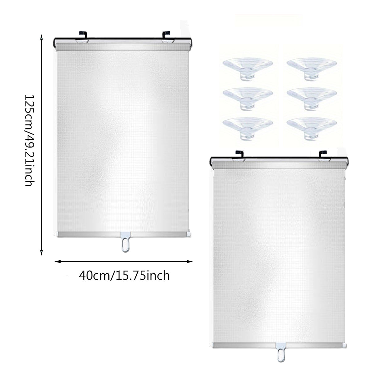 Retractable Blackout Roller Blinds - 2 Pack with Suction Cups
