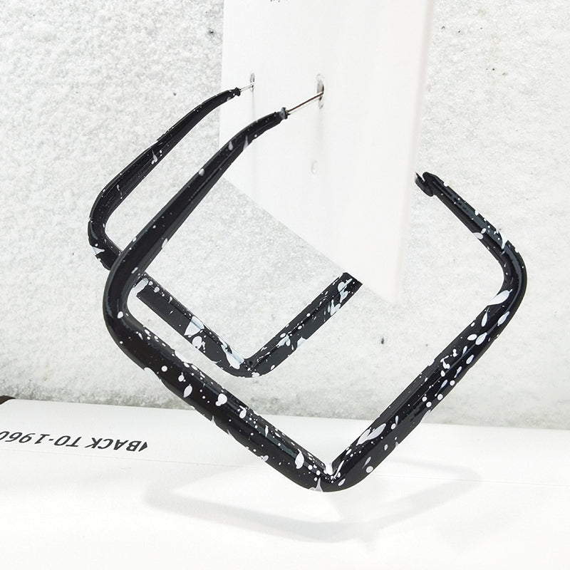 Square Black and White Earrings - Stylish Statement Jewelry