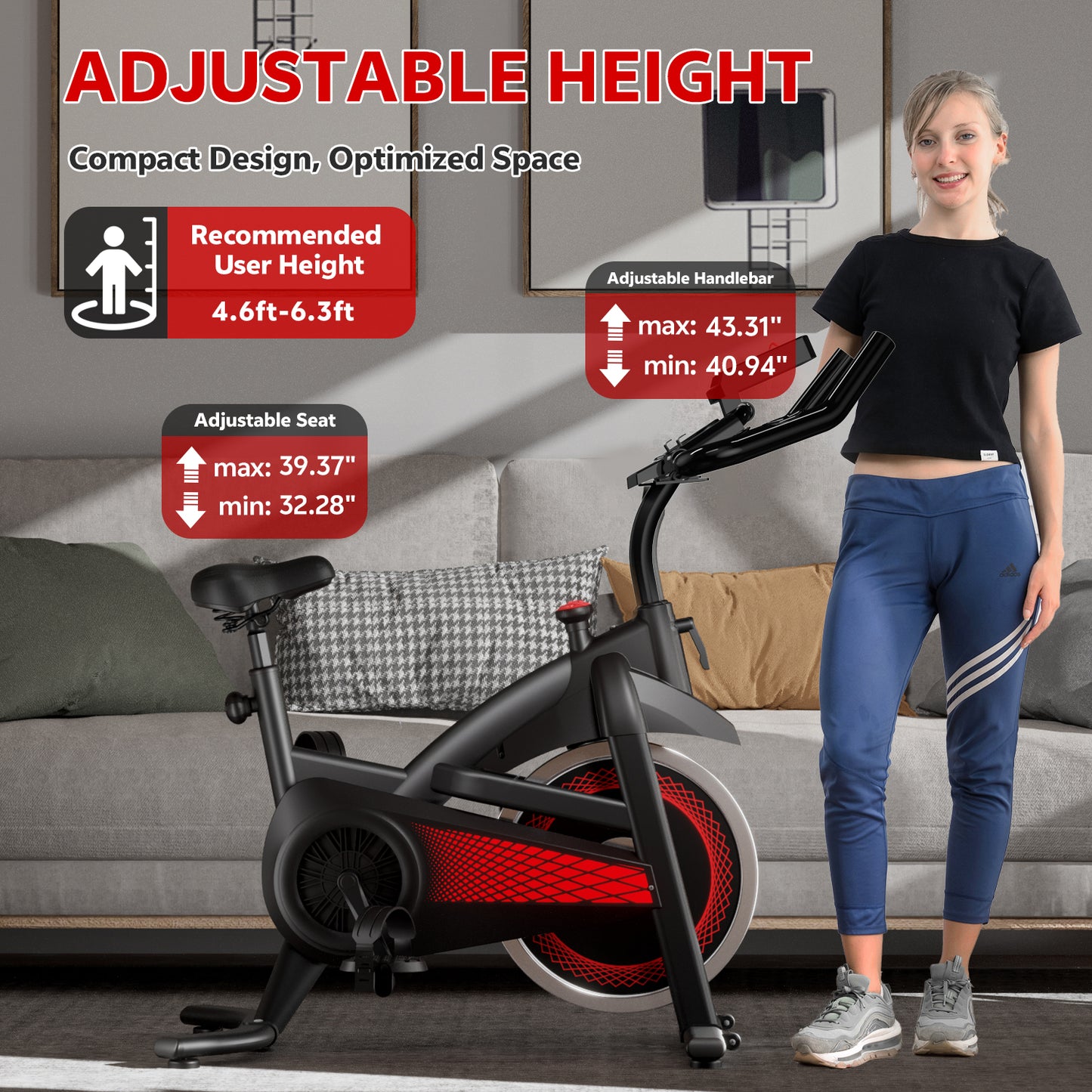 Adjustable Magnetic Resistance Exercise Bike with Tablet Mount