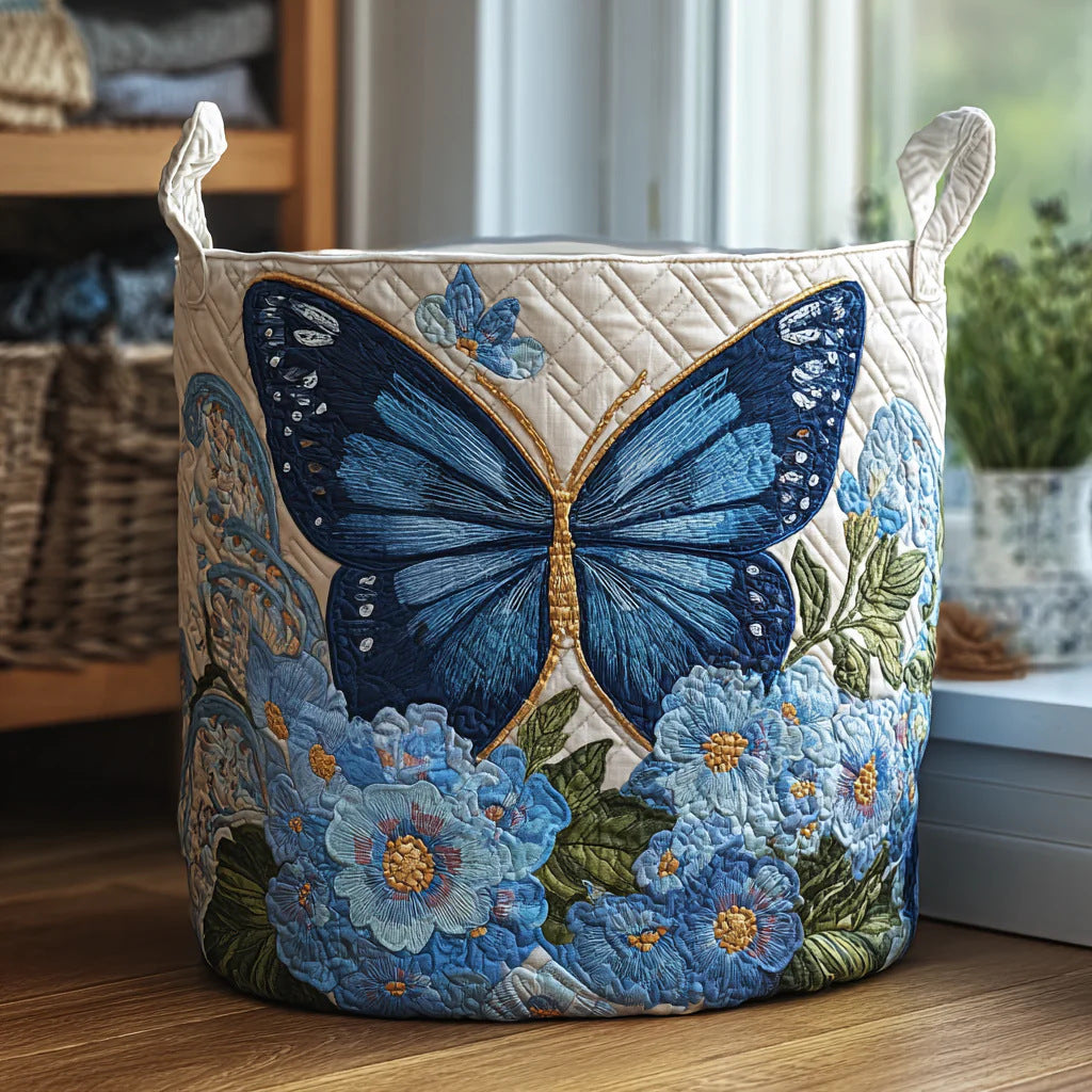 Cotton Laundry Hamper with Quilted Pleated Design Dustproof Clothes Basket