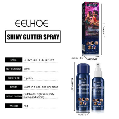 Glitter Spray for Nightclub Parties - Shiny Body & Hair Powder