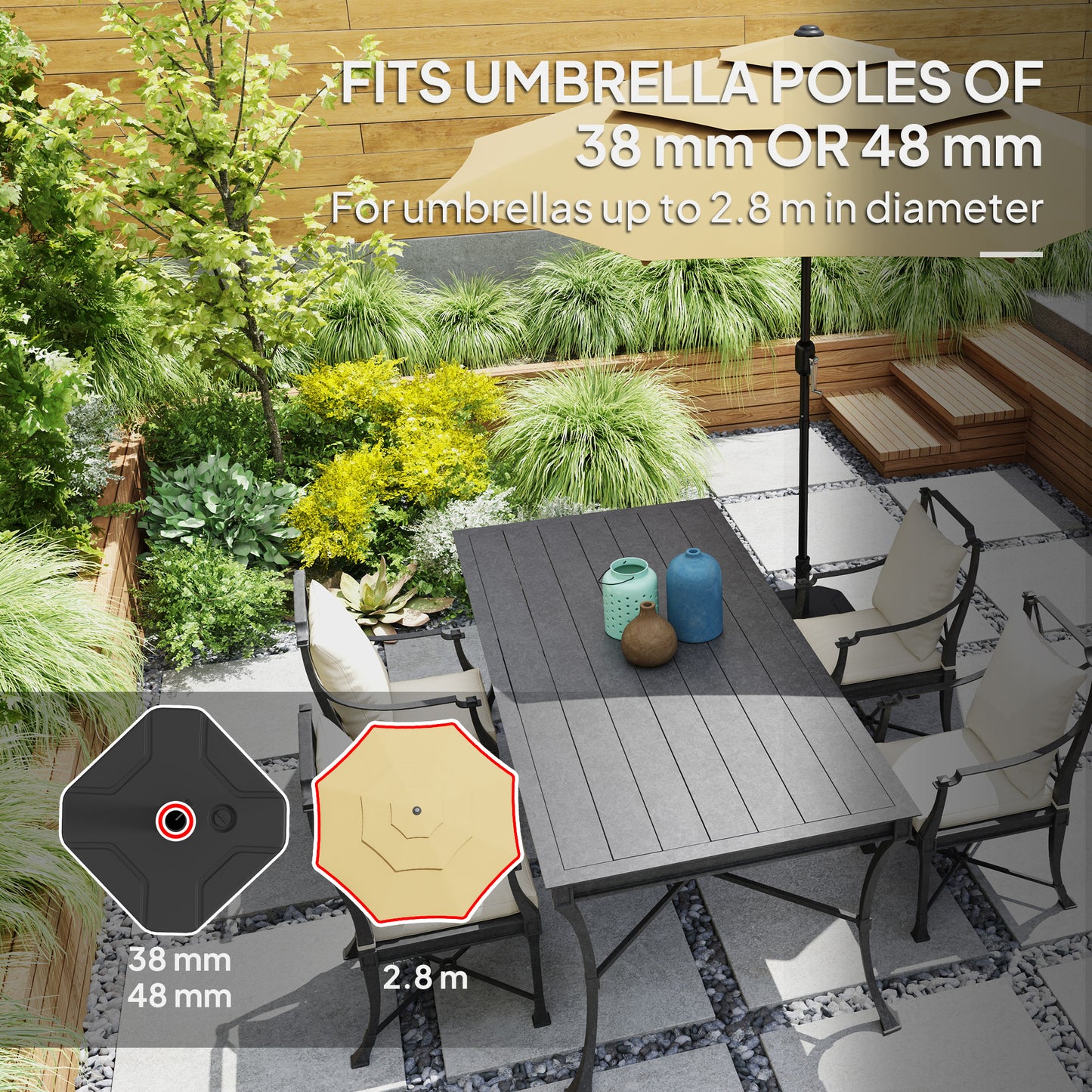 Heavy Duty Square Patio Umbrella Base - 55 lbs Sand Weight