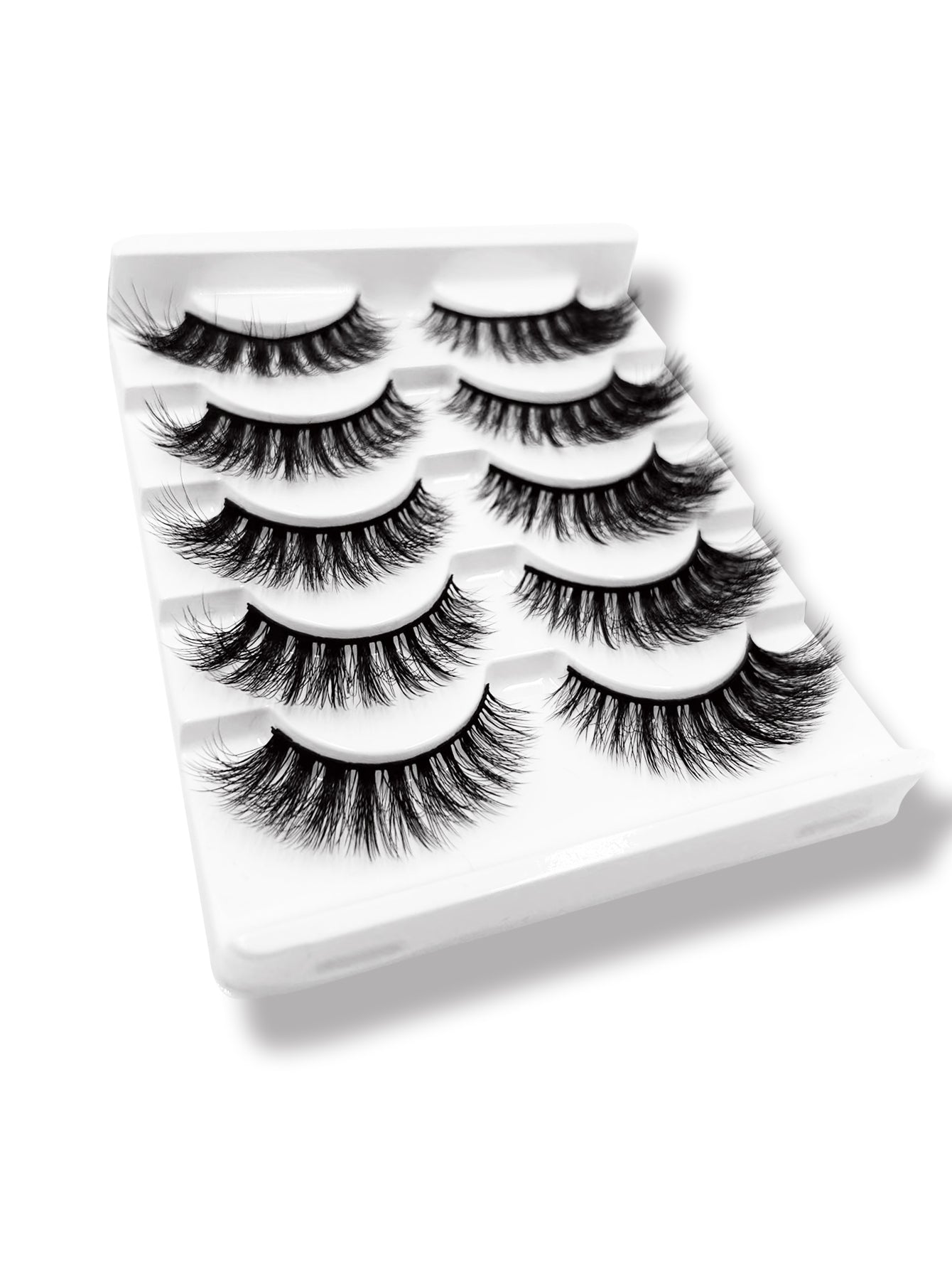 3D Faux Mink False Eyelashes - Voluminous Cluster Style, 5 Pairs