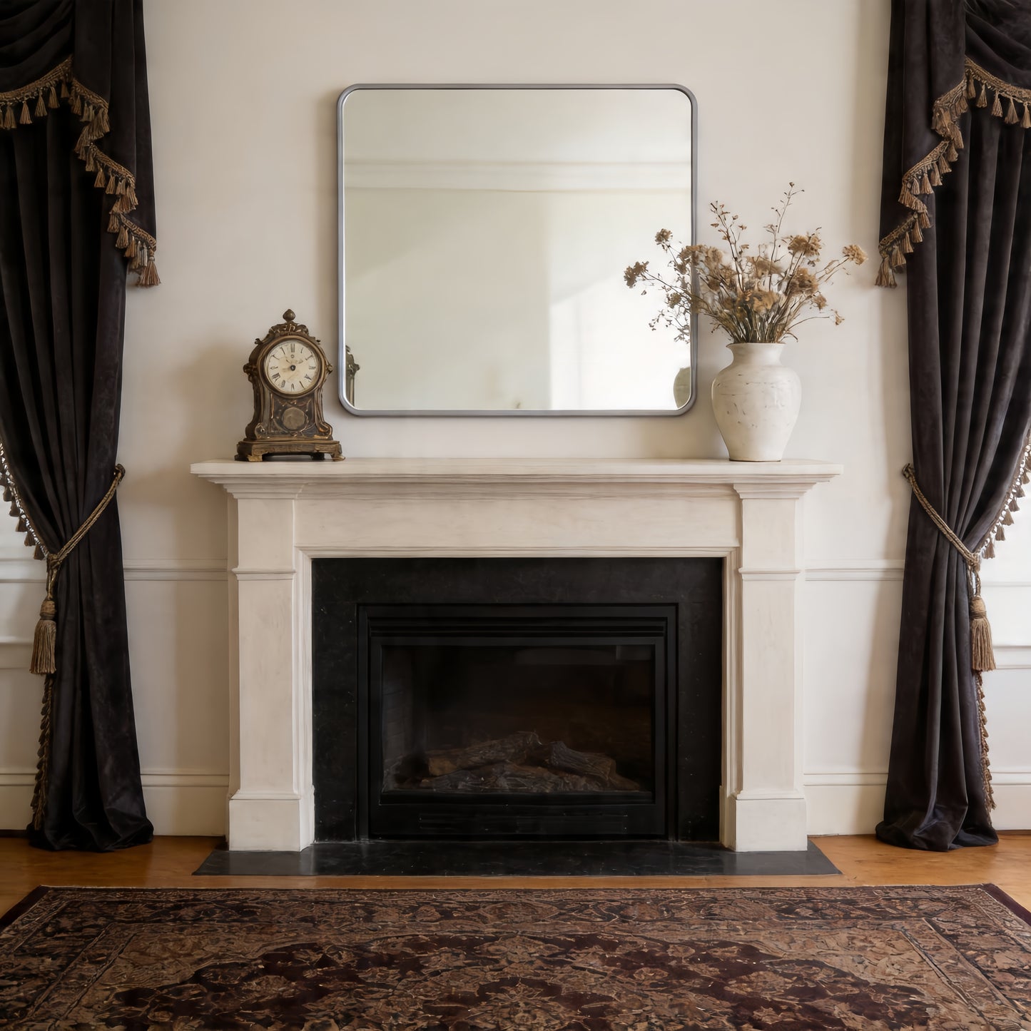 36-Inch Silver Metal Framed Square Wall Mirror