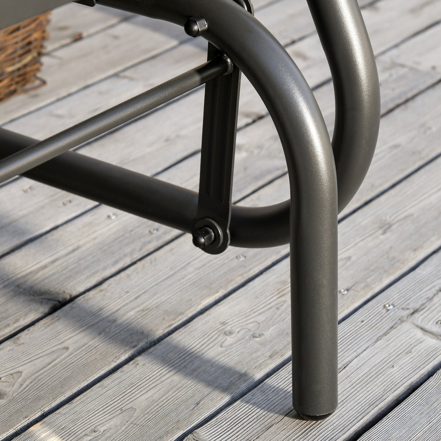 Outdoor Glider Chair - Steel Swing with Curved Armrests - Black