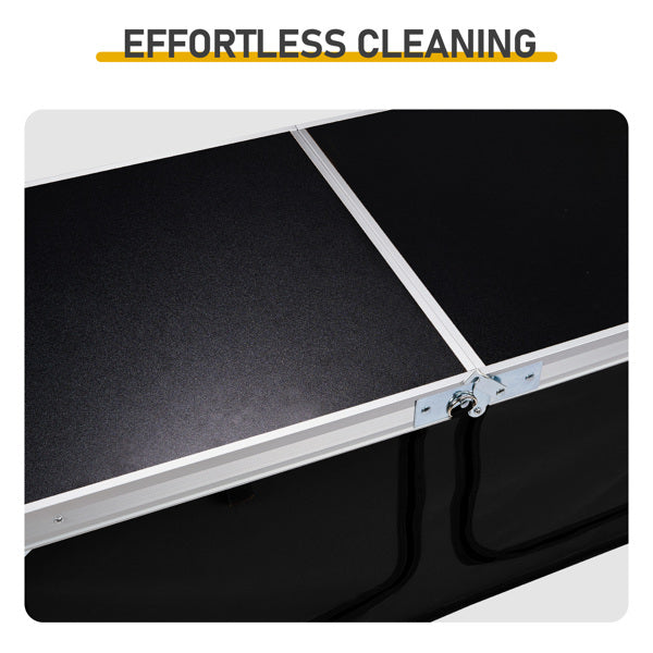 Portable 4ft Folding Camping Table with Storage Compartments - Black