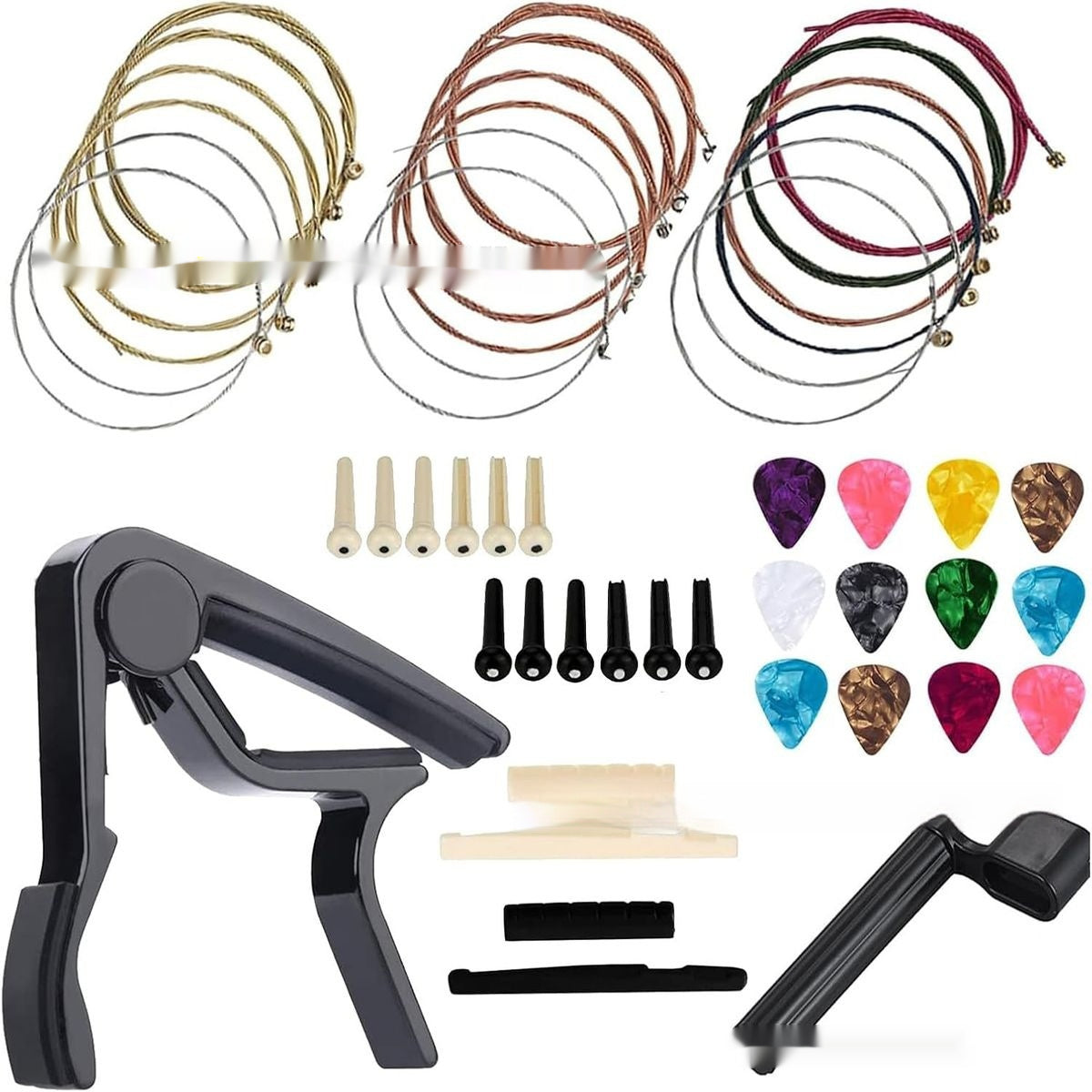 Guitar Accessory Set with Picks, String Nails & Pillow - Multiple Colors