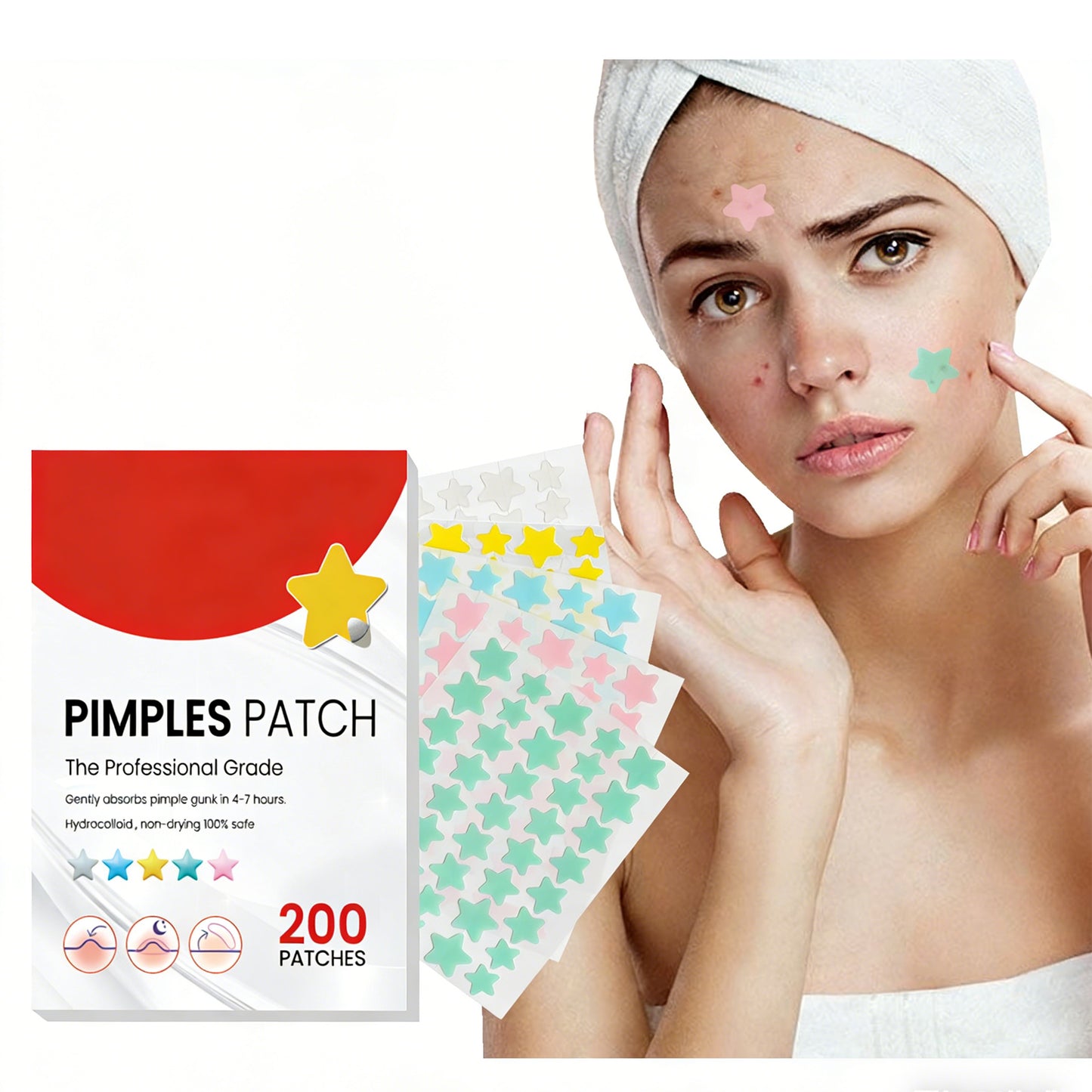 Hydrocolloid Acne Patches - 200 Count Invisible Blemish Spot Treatment