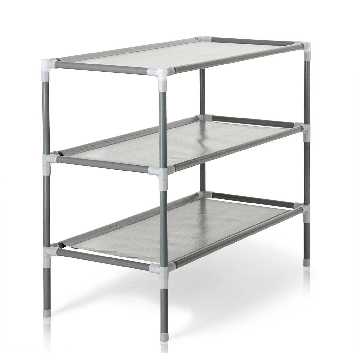 3-Tier Stackable Shoe Rack - Non-Woven Fabric & Steel - Gray