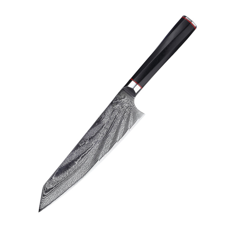 Japanese Imported Damascus Steel Kitchen Slicing Knife for Meat Cutting - Silver