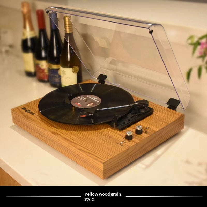 Vinyl Record Player with Bluetooth & Dual Speakers - Desktop Acrylic Dust Cover