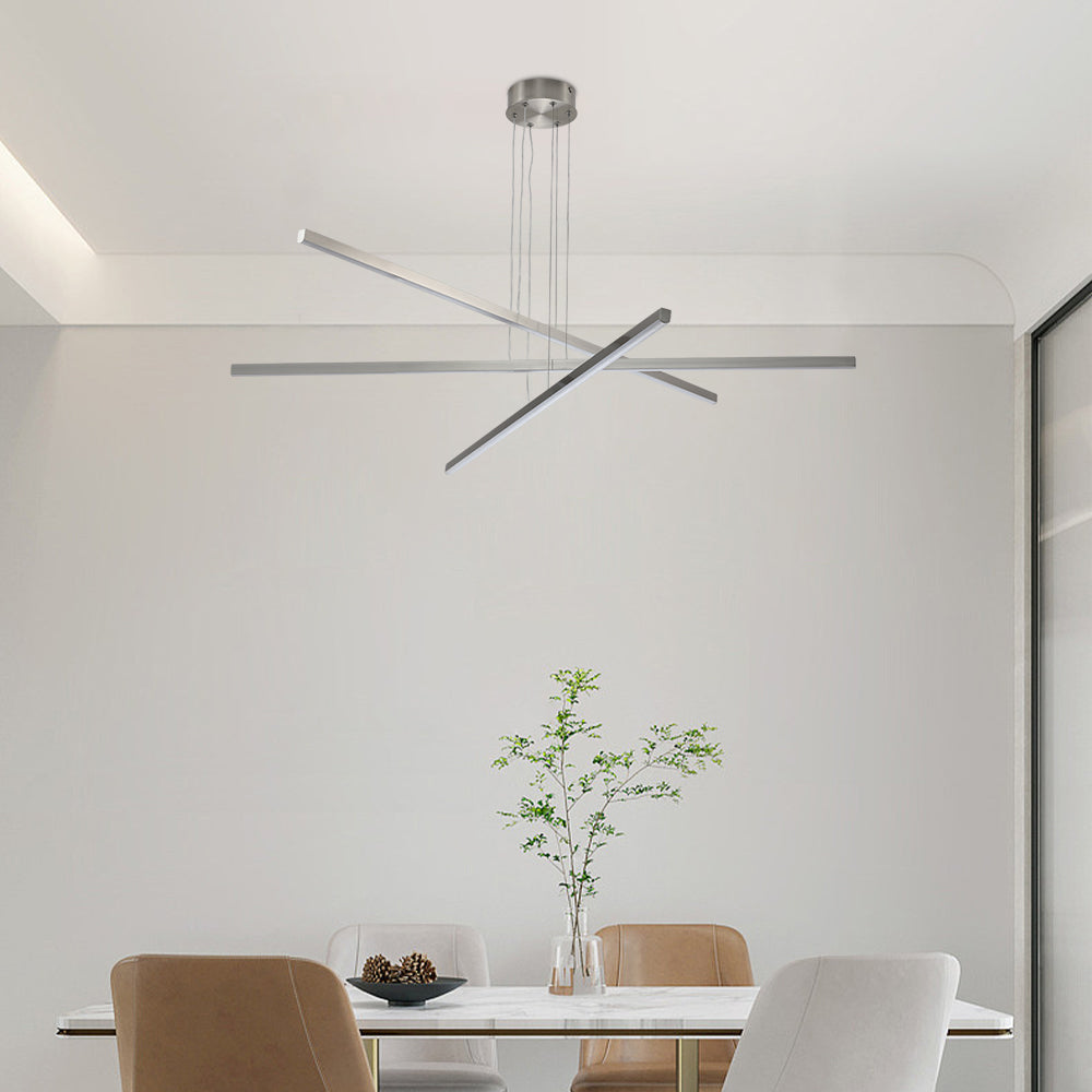 Modern LED Chandelier - Geometric 3-Arm Design, Adjustable Height