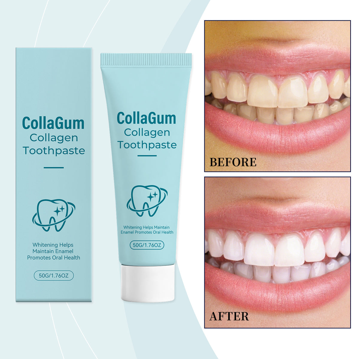 Collagen Brightening Toothpaste 50g - Enamel Care & Whitener